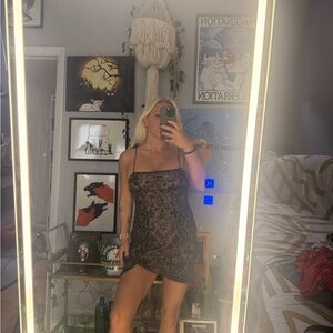 Free People Black and Tan Lace Dress